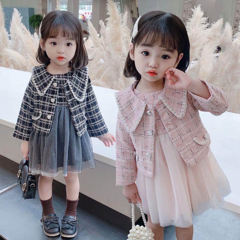 «Осенний комплект принцессы для девочки 2024 года из двух частей»: Стильный жилет и юбка из газа.