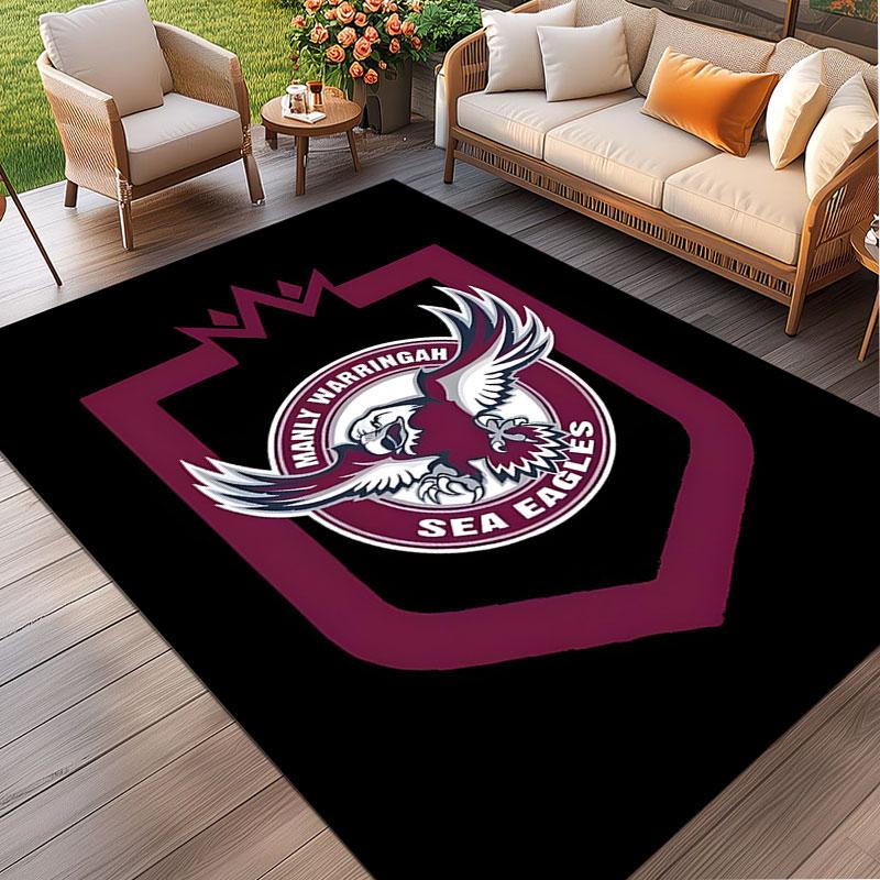 Manly Warringah Sea Eagles Print Rug, Washable Floor Carpet, For Entryway Dorm Laundry Room Office Study, Home Decor Birthday Christmas Gift