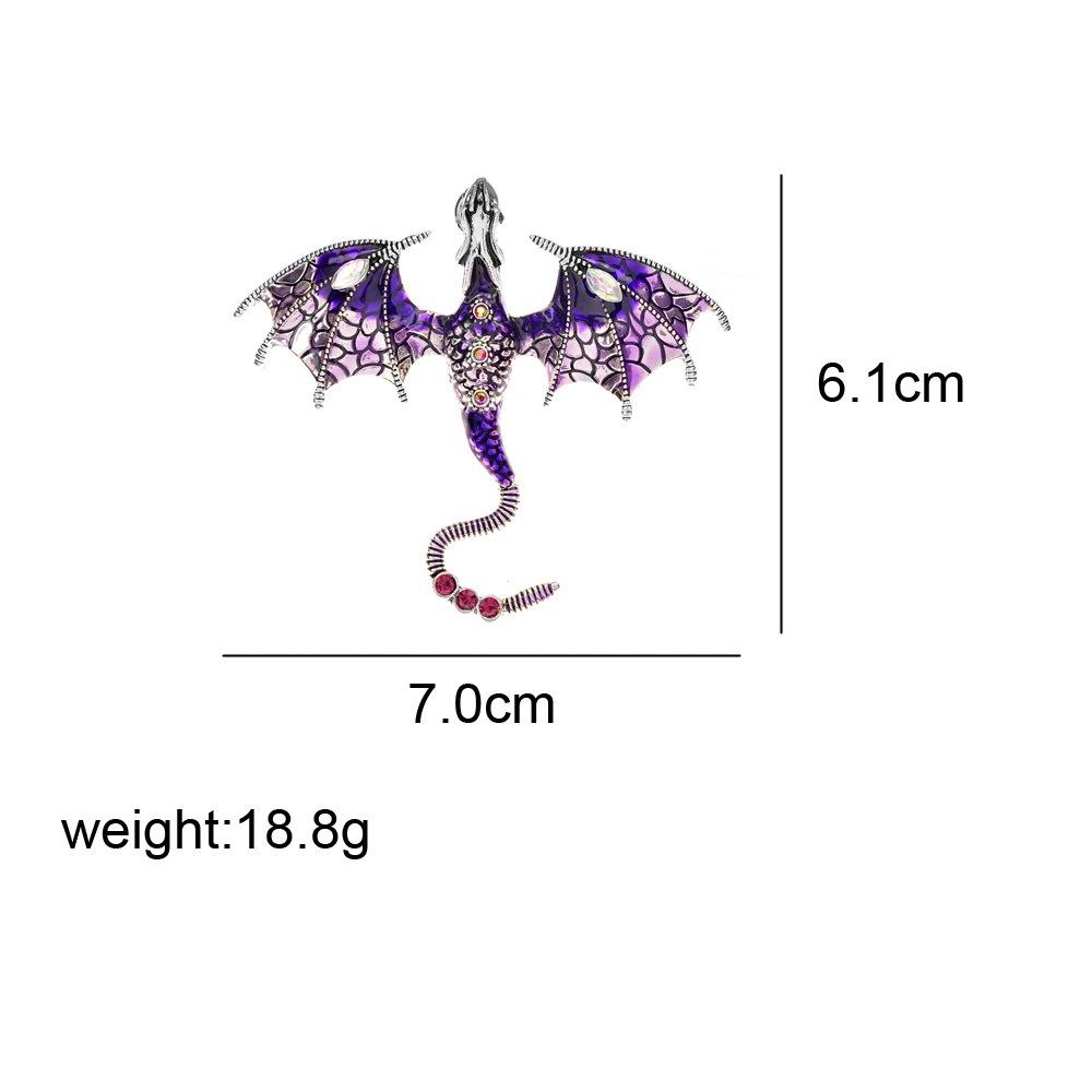 Enamel Dragon Brooches For Women Men 6-color Rhinestone Flying Legand Animal Party Office Brooch Pins Gifts