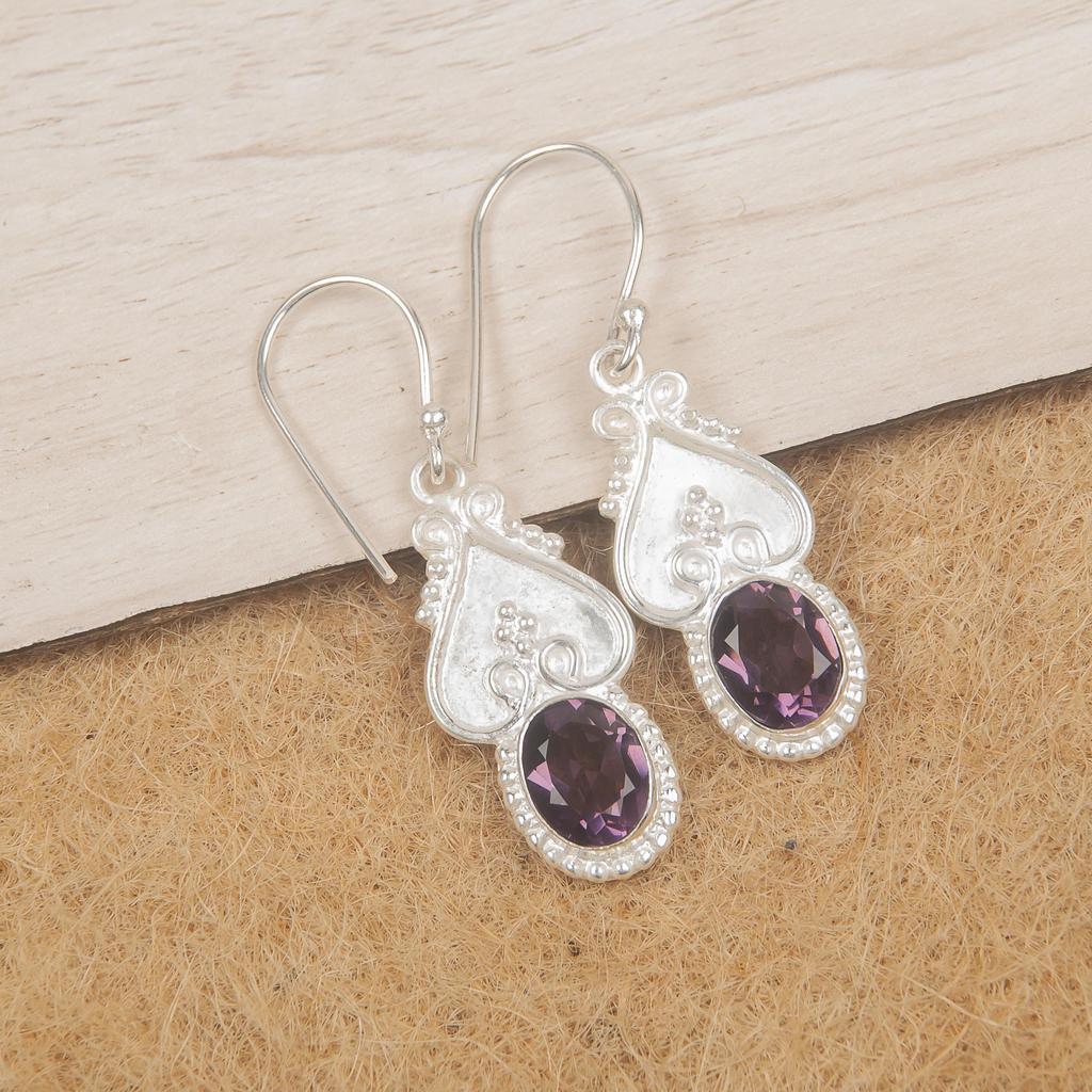 Amethyst Earrings Jewelry, 925 Sterling Silver Earrings, Beautiful Silver Earrings Handmade Silver Jewelry, Gift For Women