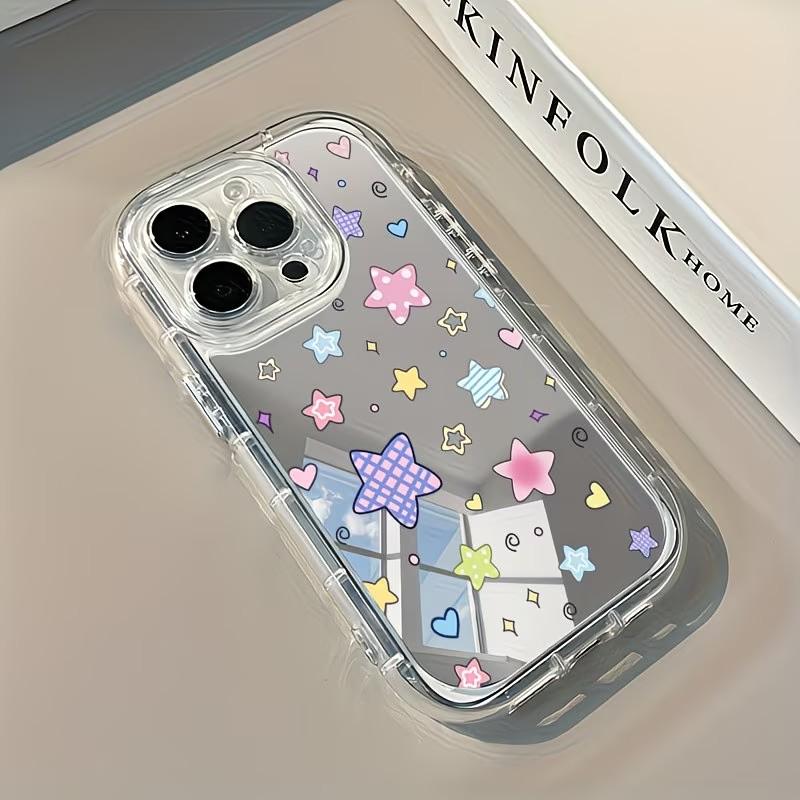 Чехол для телефона с узором «Разноцветные маленькие звезды» для iPhone 11 12 13 14 15 16 17 Pro Max 7 8 Plus XR XS 16E 17E Новый чехол с зеркальным дизайном