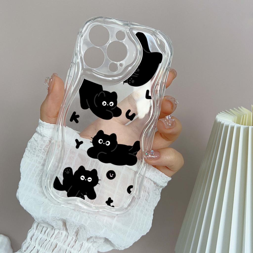 LZ11 Cat Cute Art Design Clear Soft Wave Phone Cases for iPhone 15 13 Pro Max 12 Mini 14 8 Plus XS Max XR 6 Protection Back Cover