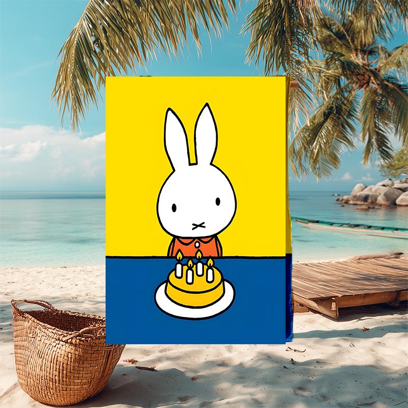 1pc Miffy1 Beach Towel, Comfortable and Thick, and Swimming/Bath/Picnic/Camping Towel, Suitable for Seaside Beaches