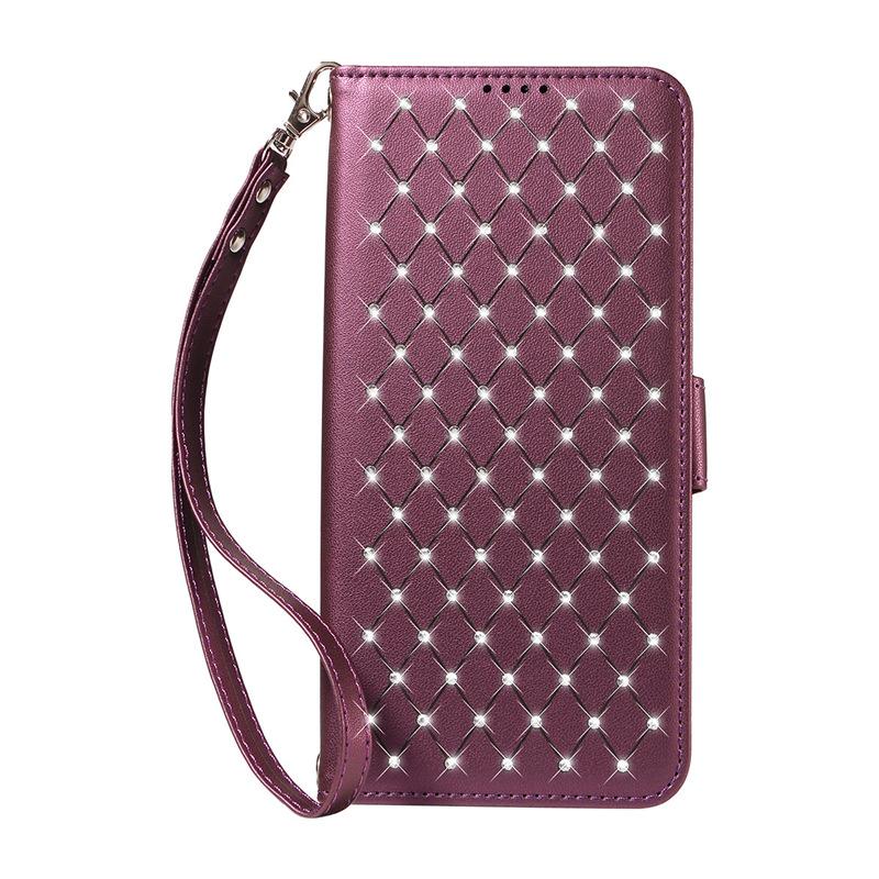Suitable for Samsung S26 Ultra flip phone case with card slot, A37 5G diamond-studded starry sky protective case