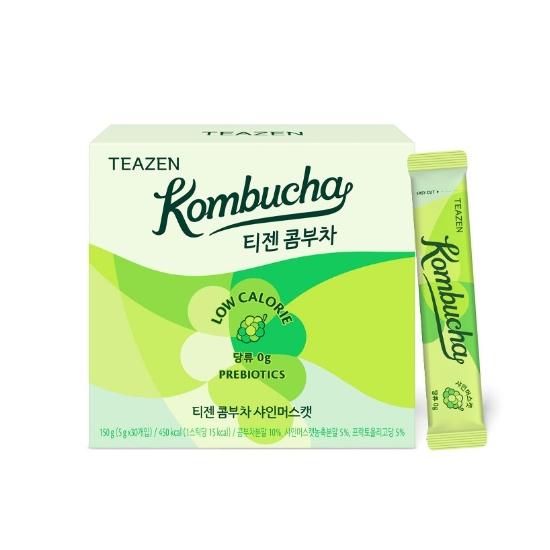 Чай TEAZEN с лимоном и чайным грибом, без сахара, игристый ферментированный порошок, живые пробиотики и пребиотики, 10,30 стиков по 5 г на пакетик