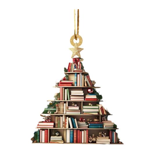 7 шт. подвесных подвесок для рождественской елки, набор акриловых книг, сложенных в стопку, легкие рождественские украшения для елки, дверей, окон, идея для подарка