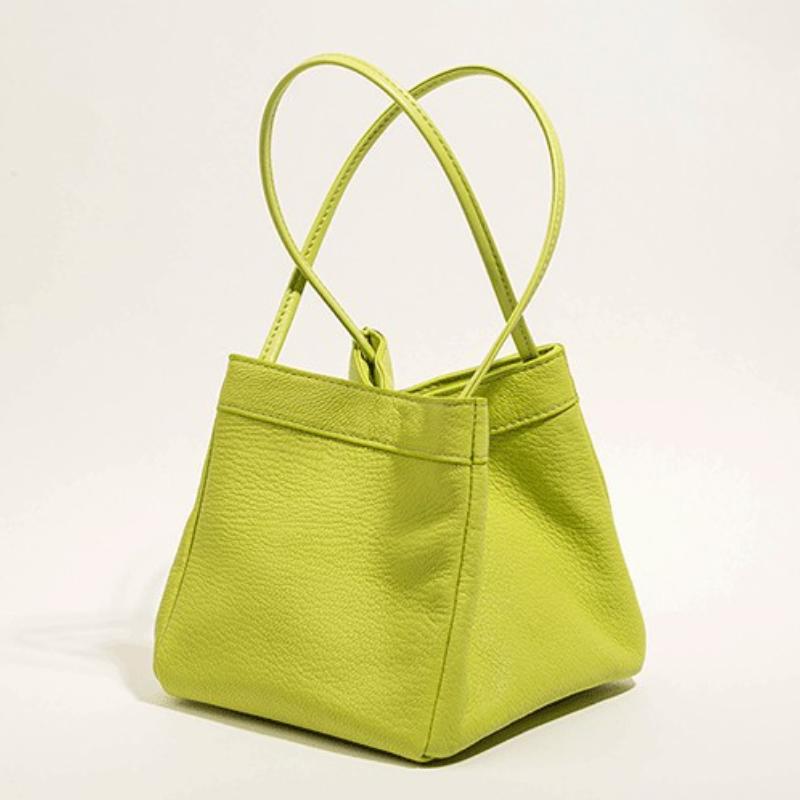 Новые маленькие сумки из искусственной кожи с верхней ручкой для женщин, трендовые женские сумки-ведра, простые однотонные женские сумки