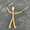 Bamboo Man Toy DIY Puppet Kit Children Interactive Game Bamboo Craft Material Kit for Boys Girls Gift