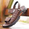 Sandals Men's New 2025 Summer Cowhide Non-slip Platform Casual Beach Shoes Wear Dual-purpose Cool Slippers