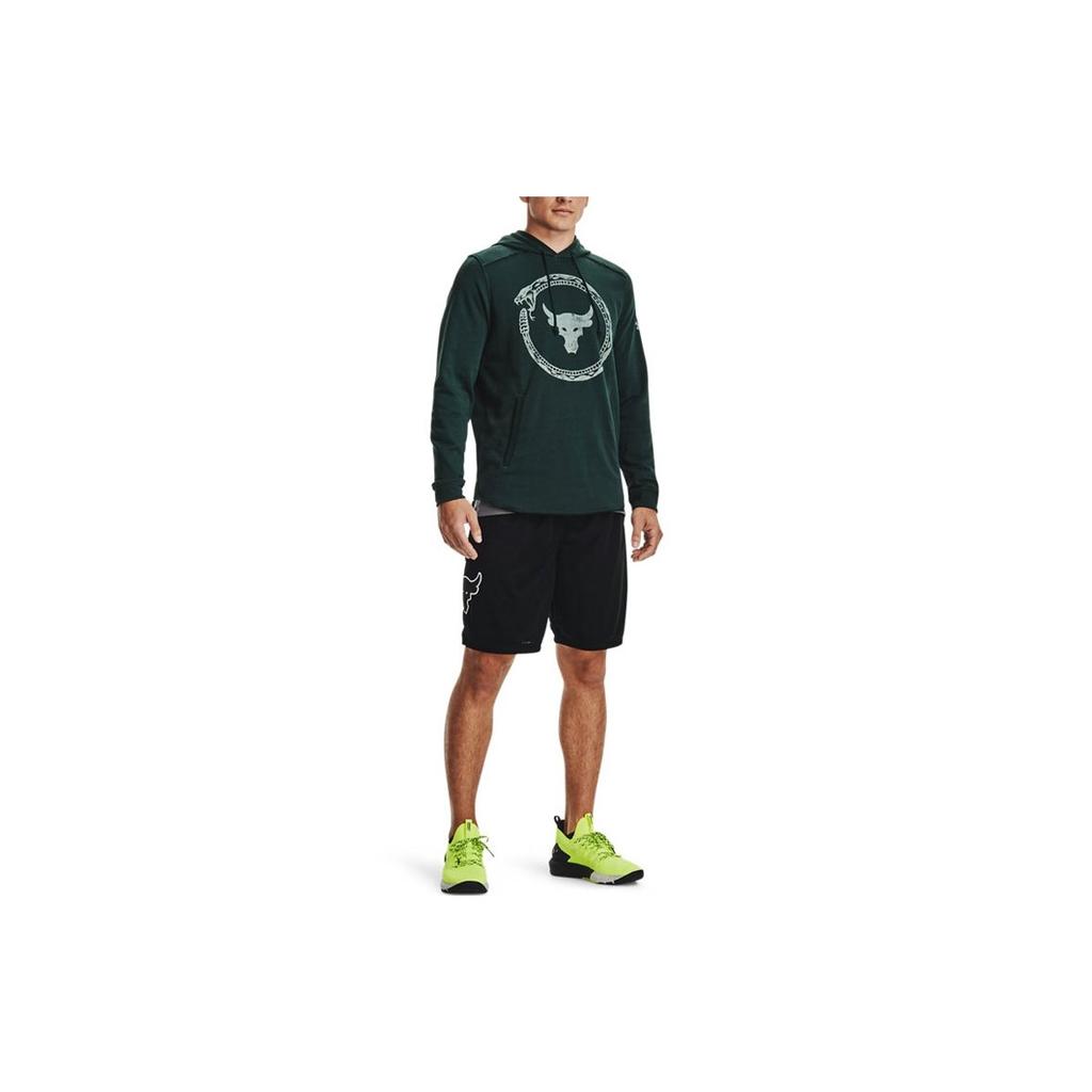 Under Armour Project Rock Johnson Logo Print Training Hoodie Men Hoodies Green 1361747-384