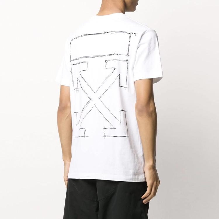 Off-White C/O SS20 Футболка с коротким рукавом с принтом Virgil Abloh, мужские топы стандартного кроя, белые OMAA027S201850090110