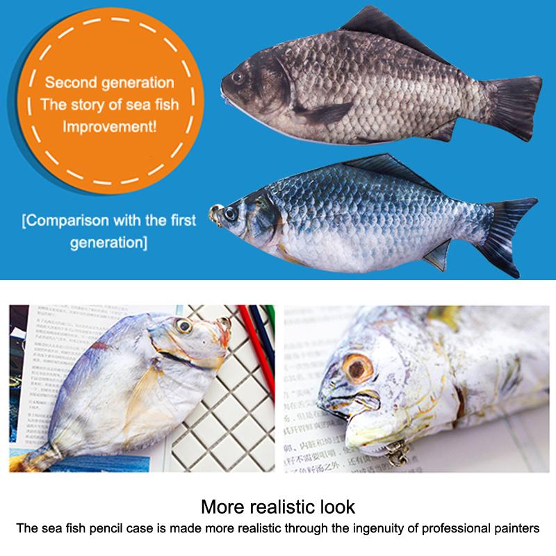 Милый пенал с имитацией рыбы, кавайный мультяшный пенал на молнии, большая вместительная портативная сумка для хранения, держатель для канцелярских принадлежностей, сумки для ручек