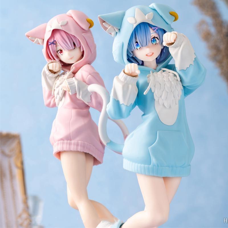 Re:ZERO Starting Life In Another World Ram/Rem Anime Girl Figure Fluffy Pack Ram/Rem Action Figure Adult Model Doll Toys