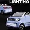 1:24 WULING Station Wagon HONGGUANG MINIEV Car Model Toy Alloy Diecast Motorboat Models Sound Light Home Decor Decoration