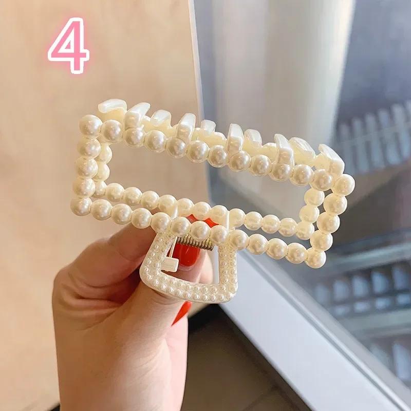 Летняя женская заколка для волос с жемчугом, геометрическая заколка-краб, шпильки, головной убор, заколки для волос «конский хвост», крабик, аксессуары для женщин, креативный подарок