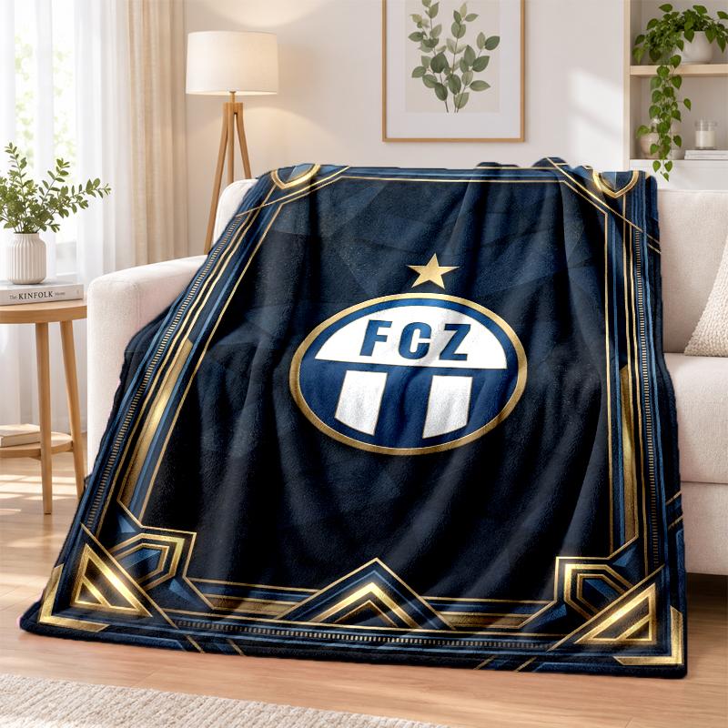 FC Zürich Printed Flannel Blanket Warm Comfort Bed Throw For Indoor Home Decoration