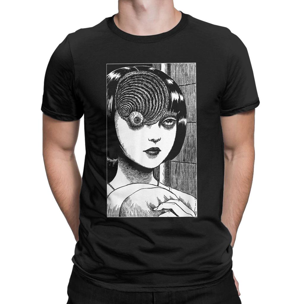 Мужские футболки Junji Ito 'Спираль Шрама' Винтажные хлопковые футболки с круглым вырезом и коротким рукавом Подарочная одежда