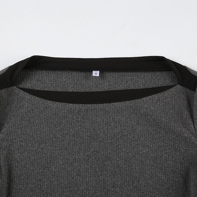 Женская контрастная по цвету А-образная блузка с воротником-стойкой, утягивающая, простая, Spice Girl, повседневная, с длинными рукавами