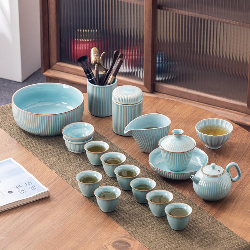 Ceramic Qingchuan Kung Fu Tea Set Large Set Household Gift Business High-end Gifts