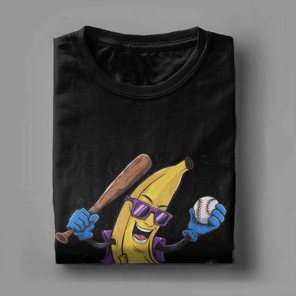 Vintage Banana Funny Baseball TShirt Unisex Crewneck Pure Cotton T Shirts Short Sleeve Tees Printed Tops