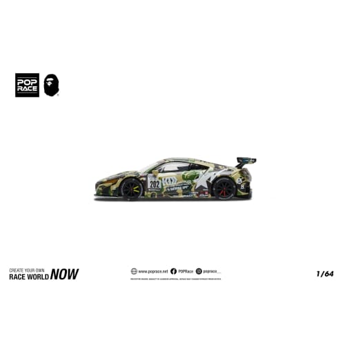 Genesis Company BAPE X POP RACE 1/64 Scale Honda NSX GT3 EVO22 KCMG BATHING APE Finished Model PR640027