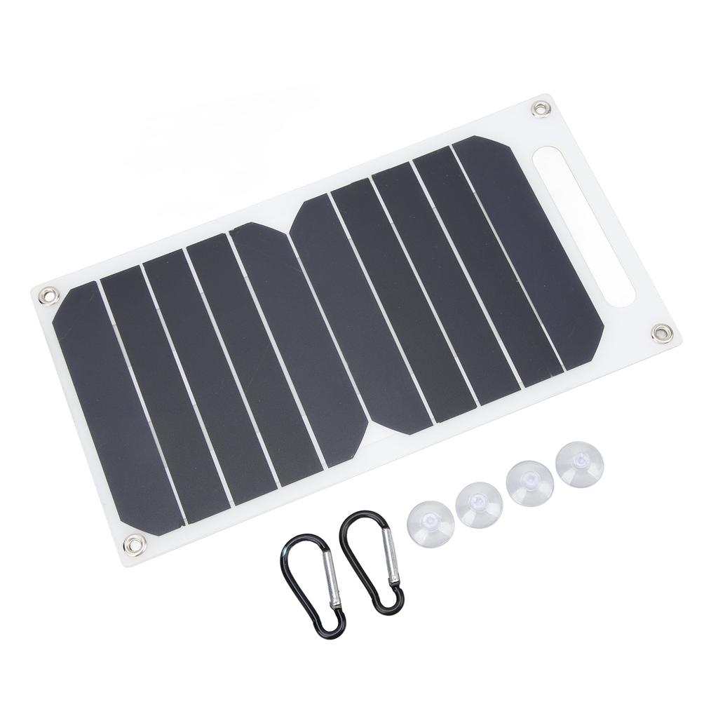 Solar Panel 10W Monocrystalline Silicon IP65 Waterproof Slim Portable Solar Panel Charger with Carabiner Suction Cup