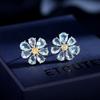 SUYU Летние Новые Серьги-цветы в Милом и Модном Стиле с Простым Цирконом в форме Капли Воды