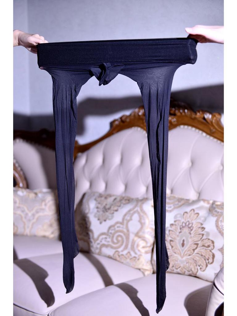 Шелковистые 0,01" Бесшовные Мужские Ультратонкие Прозрачные Колготки Большого Размера с Глубокой Ластовицей и Защитой JJ