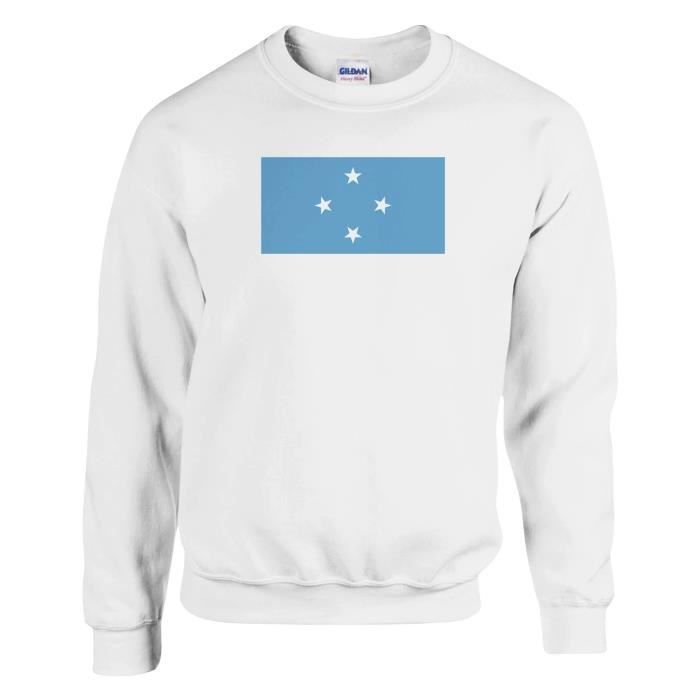 Sweat-shirt - PIXELFORMA - Drapeau des États fédérés de Micronésie - Manches longues - Blanc - Mixte
