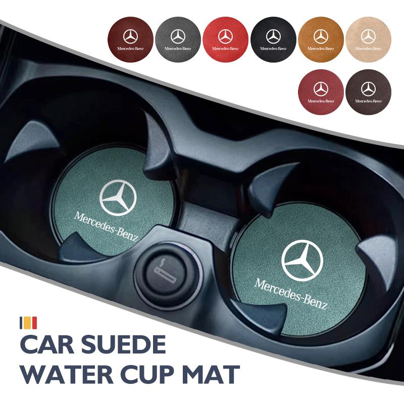 BENZ 2pcs Car Coasters Water Cup Slot Non-Slip Mat Drink Holder Pad For Mercedes Benz C180 C300 W124 W176 W177 C200 C260 GLC CLE CLA
