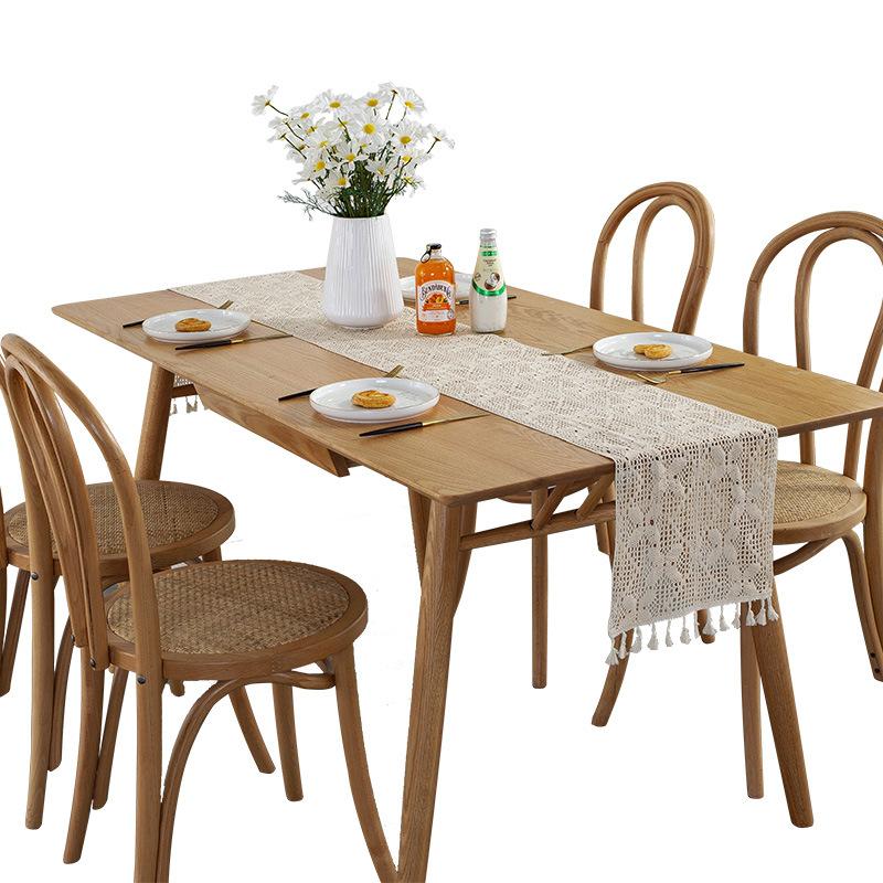 Wide Splicing Pastoral Crochet Knitted Hollow Dining Table Cloth Lace Fringed Table Flag