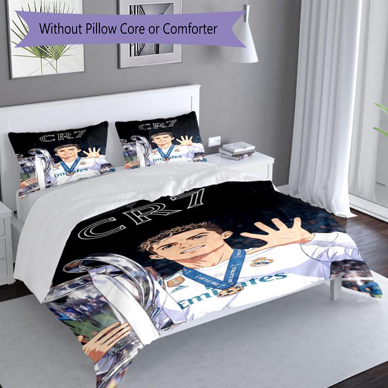 Ronaldo's Celebration Moment Bedding Set, Breathable Duvet Cover with Pillowcases, Soft Bed Linen for Bedroom Home Decoration, Perfect Festival Birthd