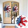 40CM 15.75IN Independence Day Wreath Patriot Wreath American Flag Red White Blue Star Decoration Wreath Door Hanging