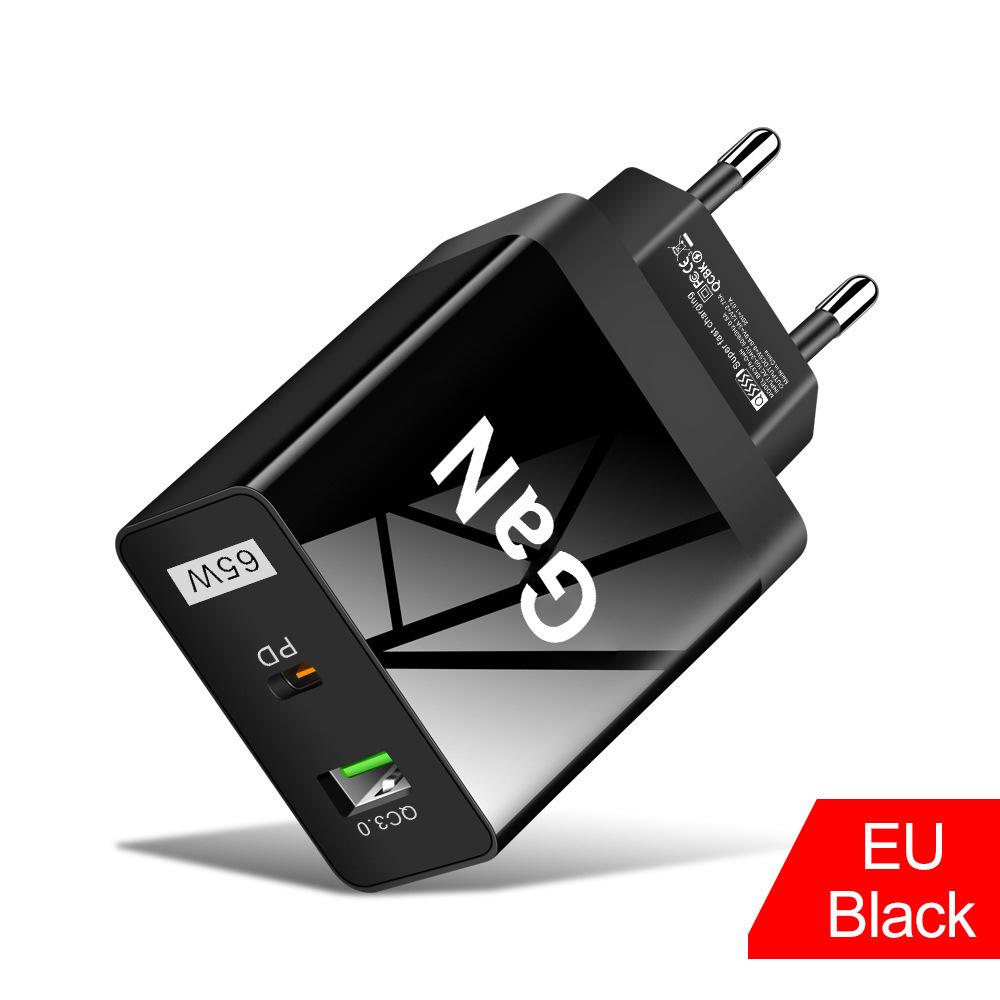 PD33W GaN QC3.0 Multi-Port Fast Charger, European Standard, 9V/12V Compatibility.