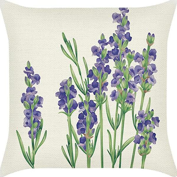 Растение и Цветок Льняная Наволочка Фиолетовая Лаванда С Принтом Подушка Чехол Наволочка Дом Диван