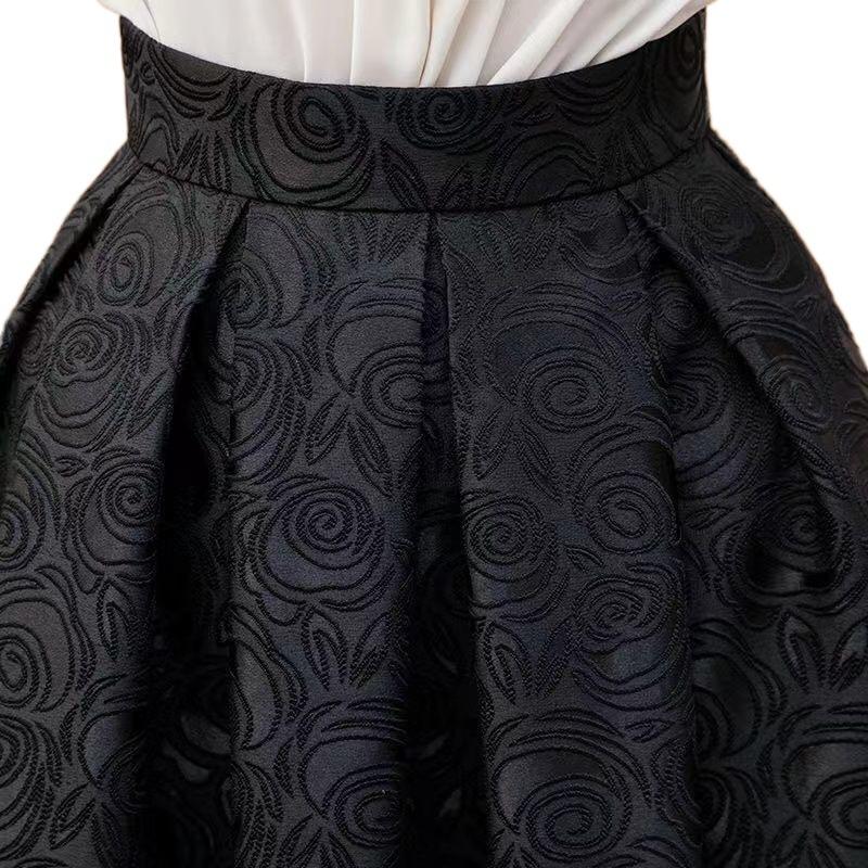 Женская юбка-бюстье с высокой талией на весну и осень, жаккардовая плиссированная юбка