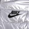 Nike Детская блестящая куртка-пуховик с капюшоном и логотипом на молнии, зимняя детская верхняя одежда, серебристая, NY2142032GS-005