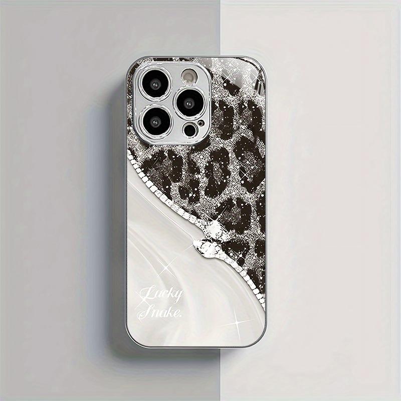 Чехол для телефона Samsung Galaxy S23 S24 S25 Ultra Plus FE с рисунком леопардовой змеи, закаленное стекло, гальванизированное серебро