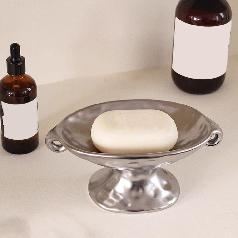 Ceramic Aromatherapy Jewelry Tray Silver Jewelry Storage Tray Candlestick Holder Bathroom Storage