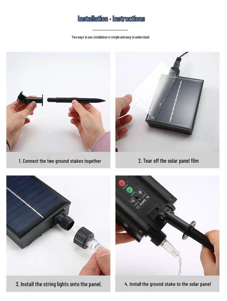 Светодиодные гирлянды на солнечной батарее, уличные водонепроницаемые медные провода, мягкая световая лента для украшения двора