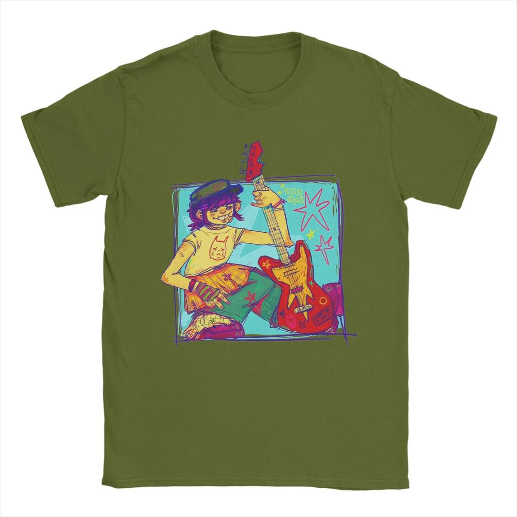 Повседневная футболка Leisure Noodle gorillaz для мужчин с круглым вырезом, 100% хлопок, футболки с коротким рукавом, топы больших размеров