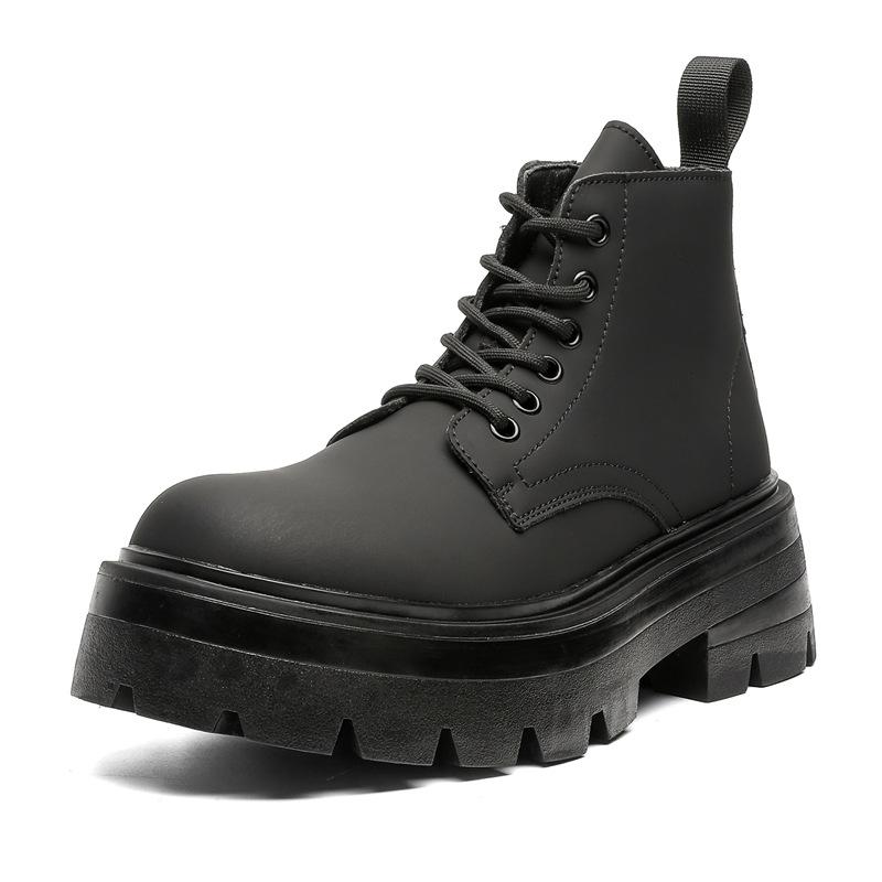 Мужские повседневные панк-рок платье ботинки на платформе шнуровка натуральная кожа обувь ковбойские массивные ботинки крутые осенне-зимние ботильоны мужские