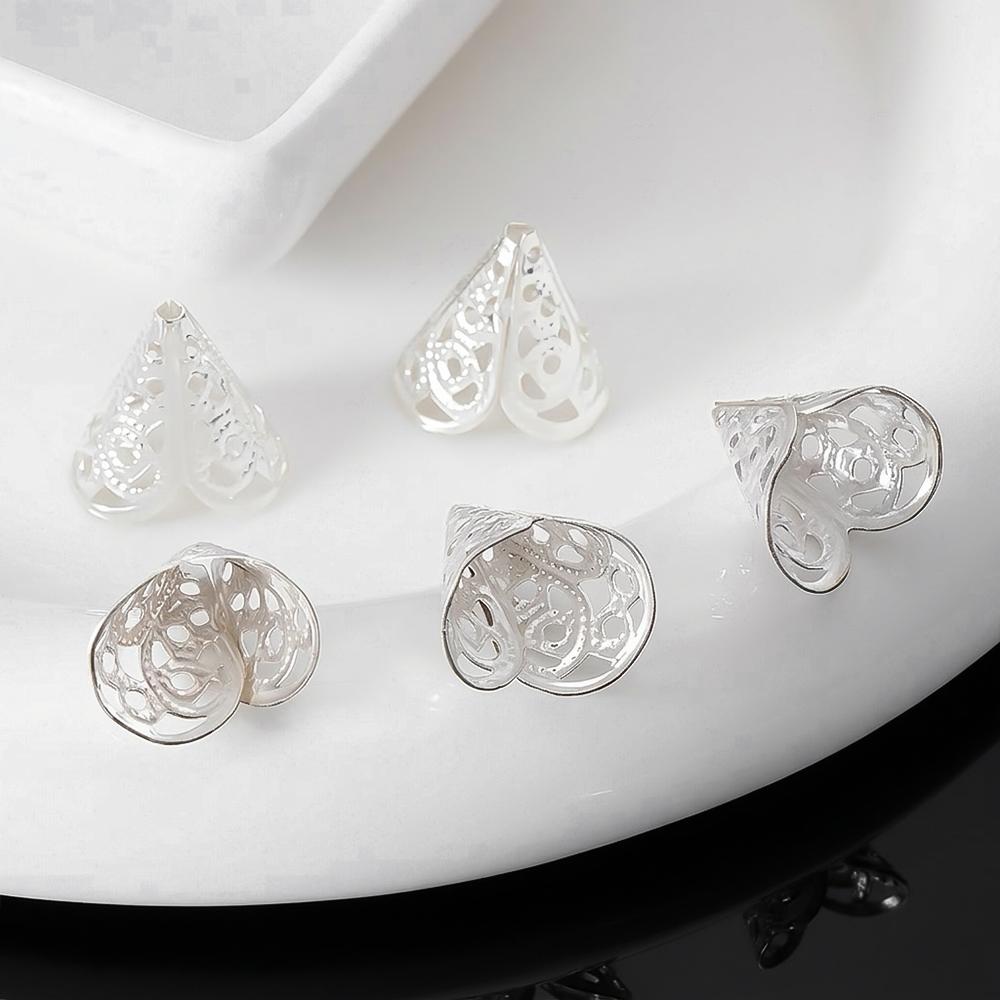 20pcs 50pcs 100pcs Metal Two-leaf Speaker Retro Flower Tray Bead Caps Hat Headgear Out Parts for DIY Jewelry Making Accessories