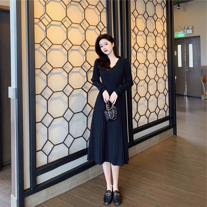 Белое вязаное платье-пуловер с внутренним слоем, женское осеннее и зимнее корейское пальто, свитер, пуловер средней длины, женский