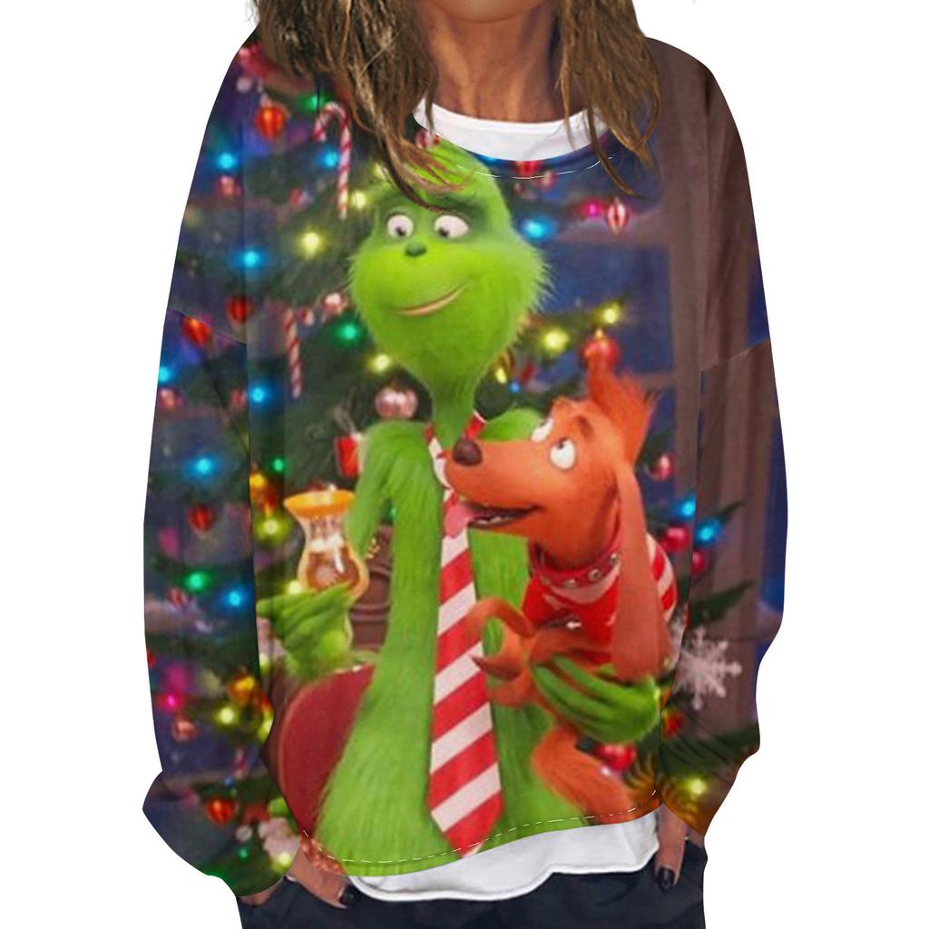 Women's Casual Fashion Vintage Printed Long Sleeve O-Neck Sweatshirt Layer Pullover Top