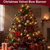 Christmas Velvet Bow Banner Christmas Tree Bells Red Pre-Strung Ornaments Christmas Vintage Velvet Bow Decoration