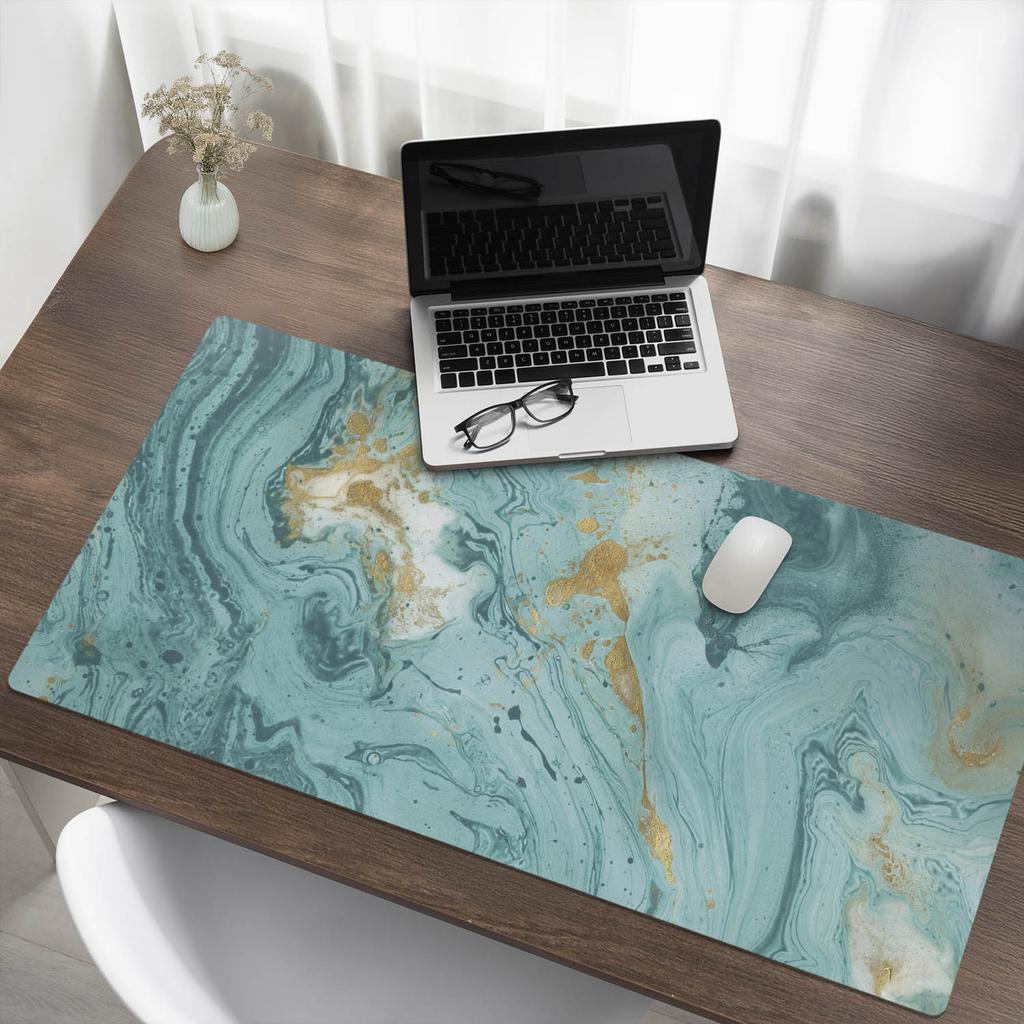 Protective Decorative Mat for Office Table Marble Flourishes 120x60 cm
