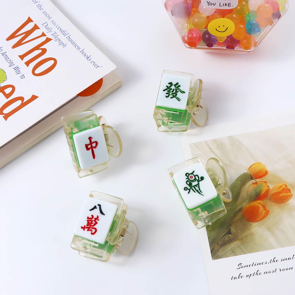 Clip Resin Girls Hair Accessories Chinese Style Barrette Shark Clip Mahjong Hair Claw Women Hairpin
