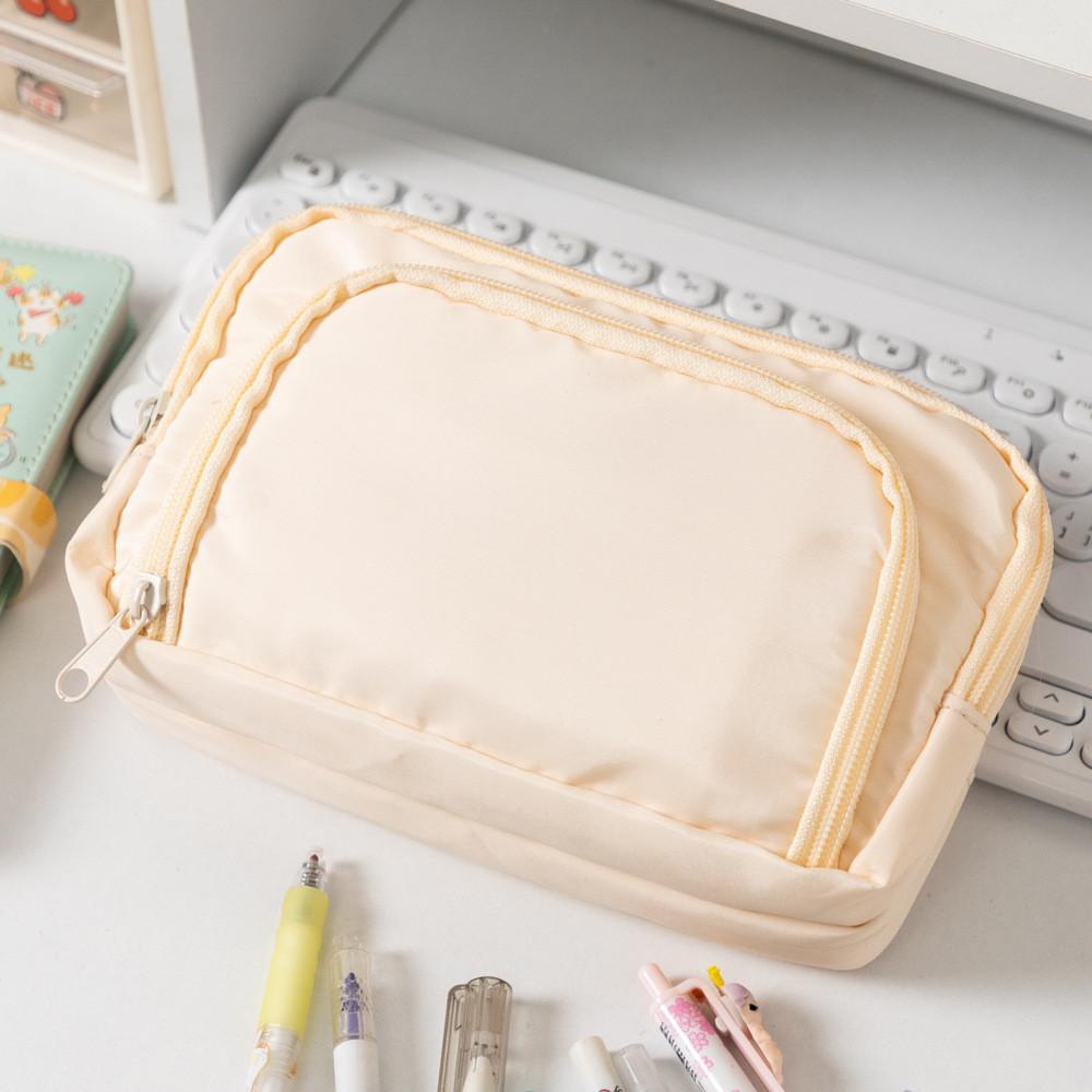 Stylish Large Capacity Ins Student Pencil Case Simple Front Open Window Makeup Bag