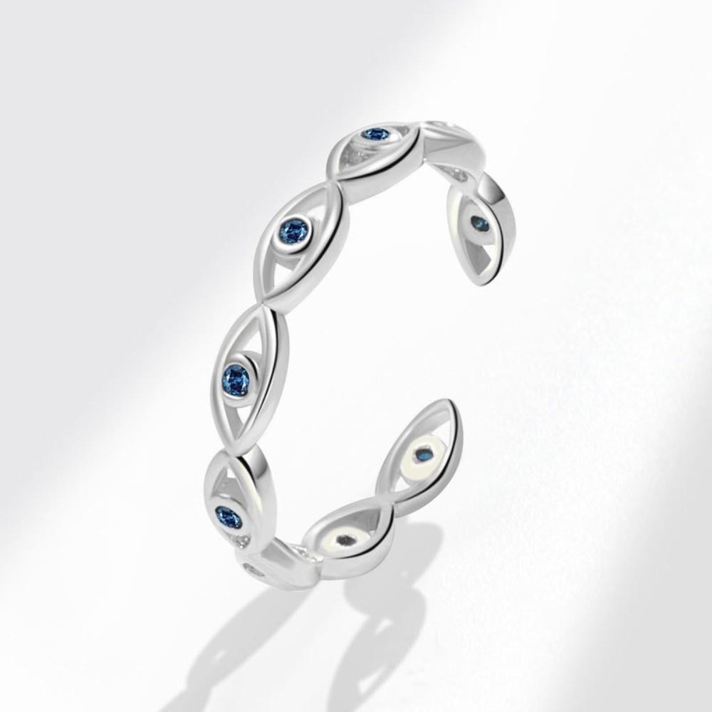 Unique Turkish Ring Adjustable Blue Zircon Ring Lucky Demon Eye Open Ring Gift